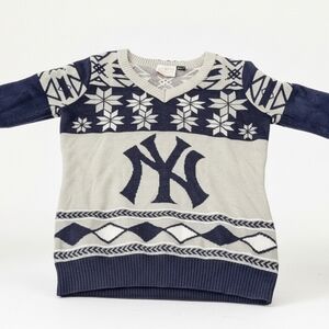 Vintage Yankees V-Neck Sweater Winter Themed Patterned Women's Small Genuine